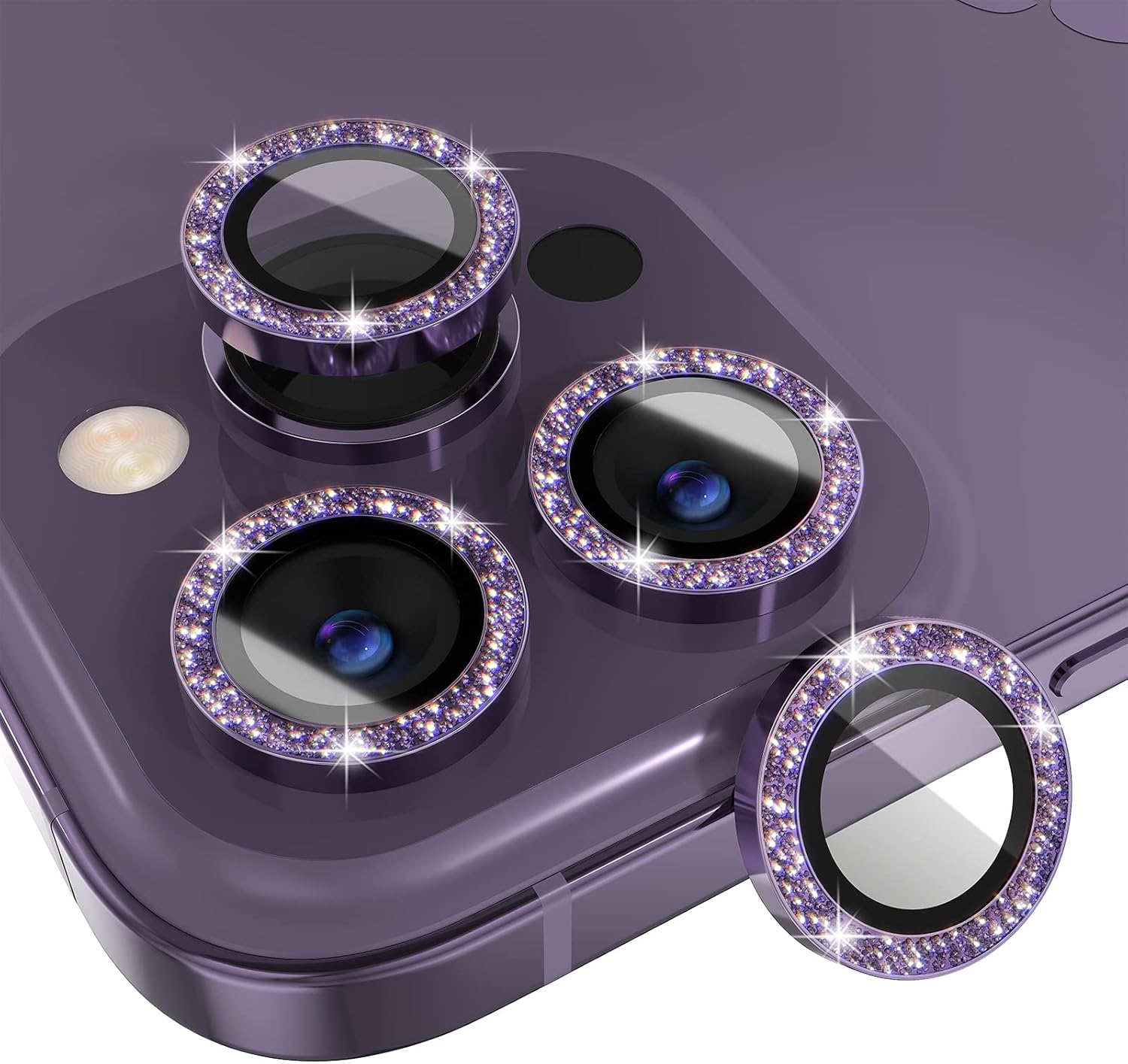 1Set Bling Glitter Purple Came – обзор и цена Tempered Glass Screen 9H