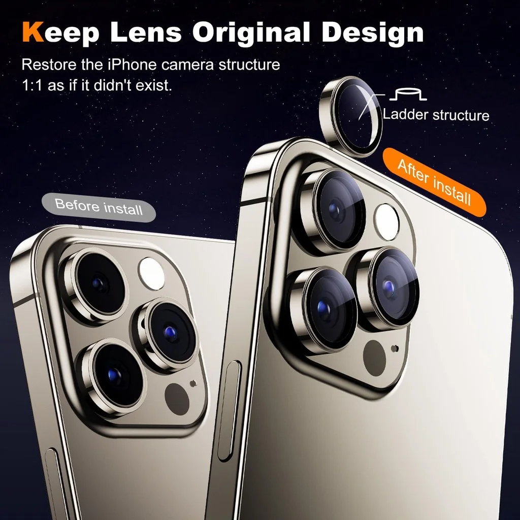 3Pcs Metal Camera Lens Protect – обзор и цена Tempered Glass Screen 9H